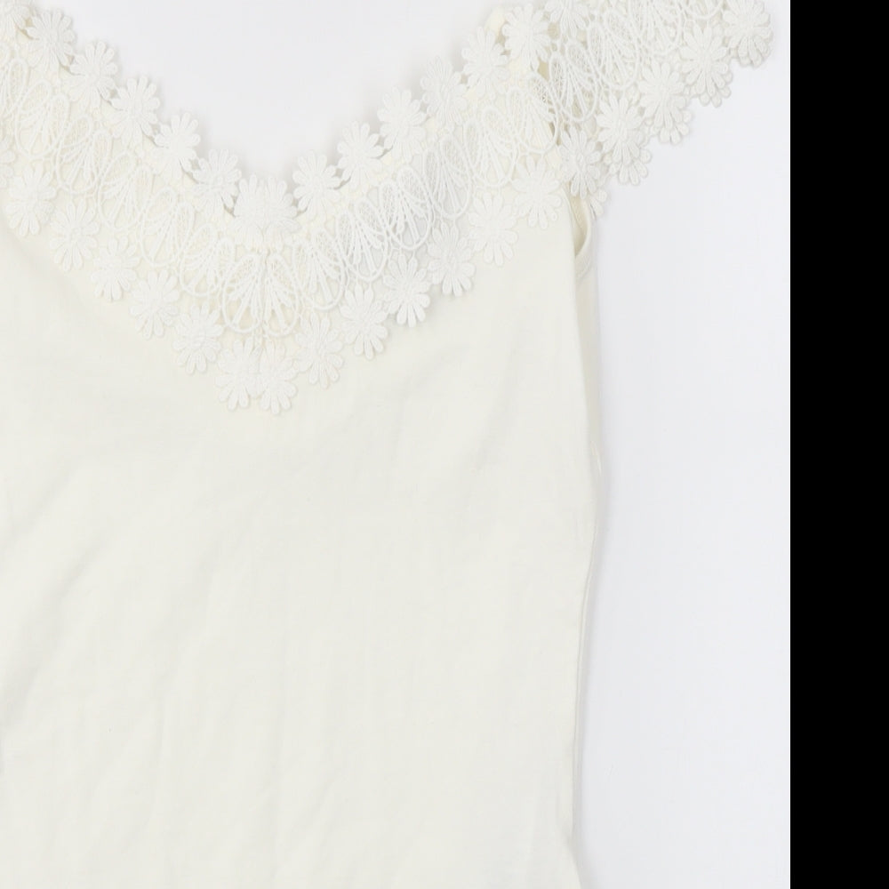 Lipsy London Womens White   Bodysuit One-Piece Size 12