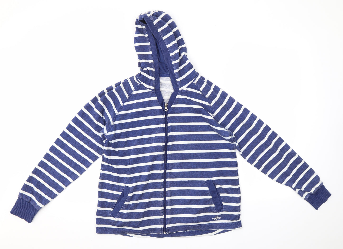 Preworn Womens Blue Striped  Full Zip Hoodie Size 12