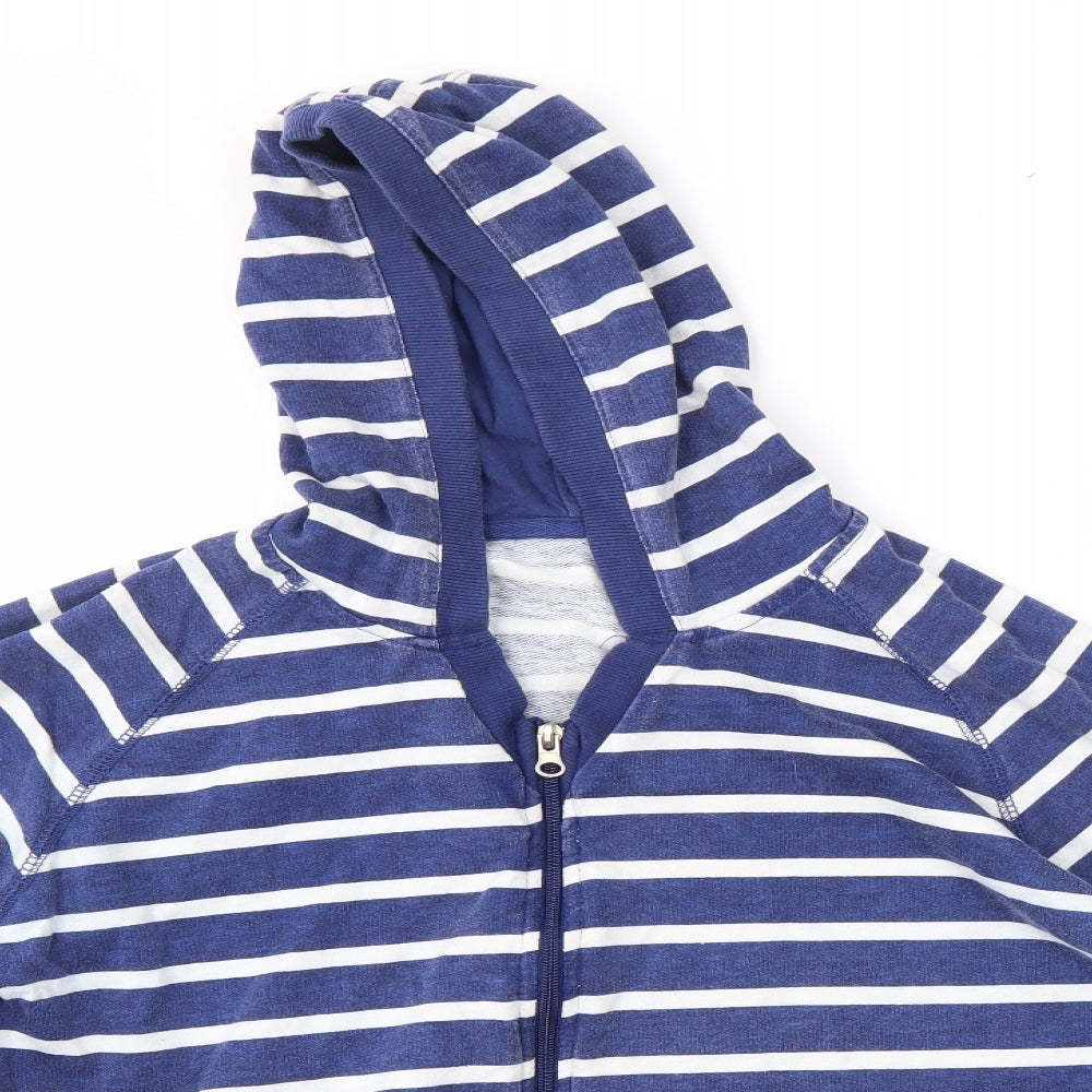 Preworn Womens Blue Striped  Full Zip Hoodie Size 12