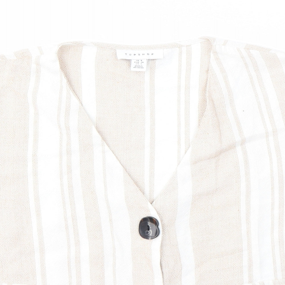 Topshop Womens Multicoloured Striped  Cardigan Jumper Size 8
