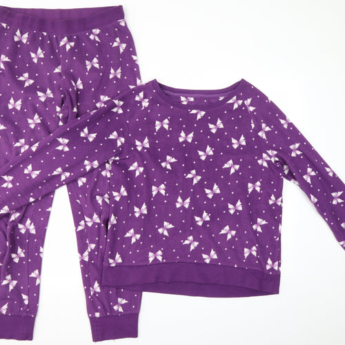 M&S Womens Purple Solid  Kimono Pyjama Set Size 10