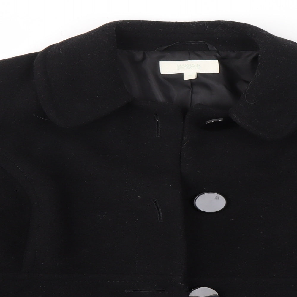M&S Womens Black   Overcoat Coat Size 16
