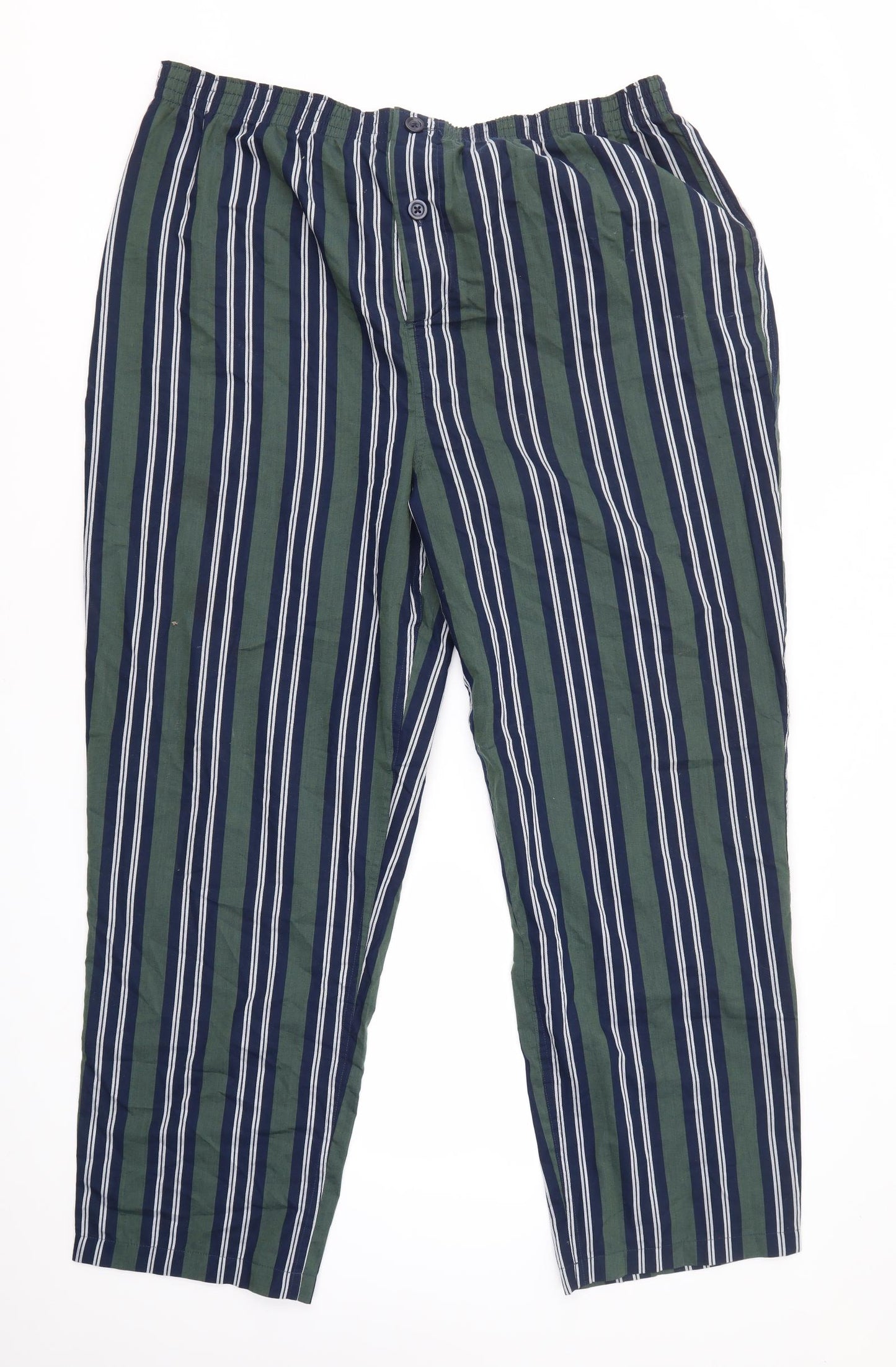 M&S Mens Green Striped   Pyjama Set Size XL