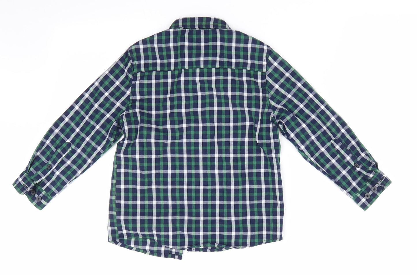 Little Kids Boys Black Check  Basic Button-Up Size 6 Years  - Blue and Green Check