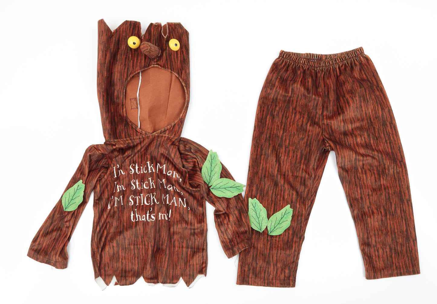 TU Boys Brown Floral   One Piece Size 5-6 Years  - Stick Man Fancy Dress Outfit