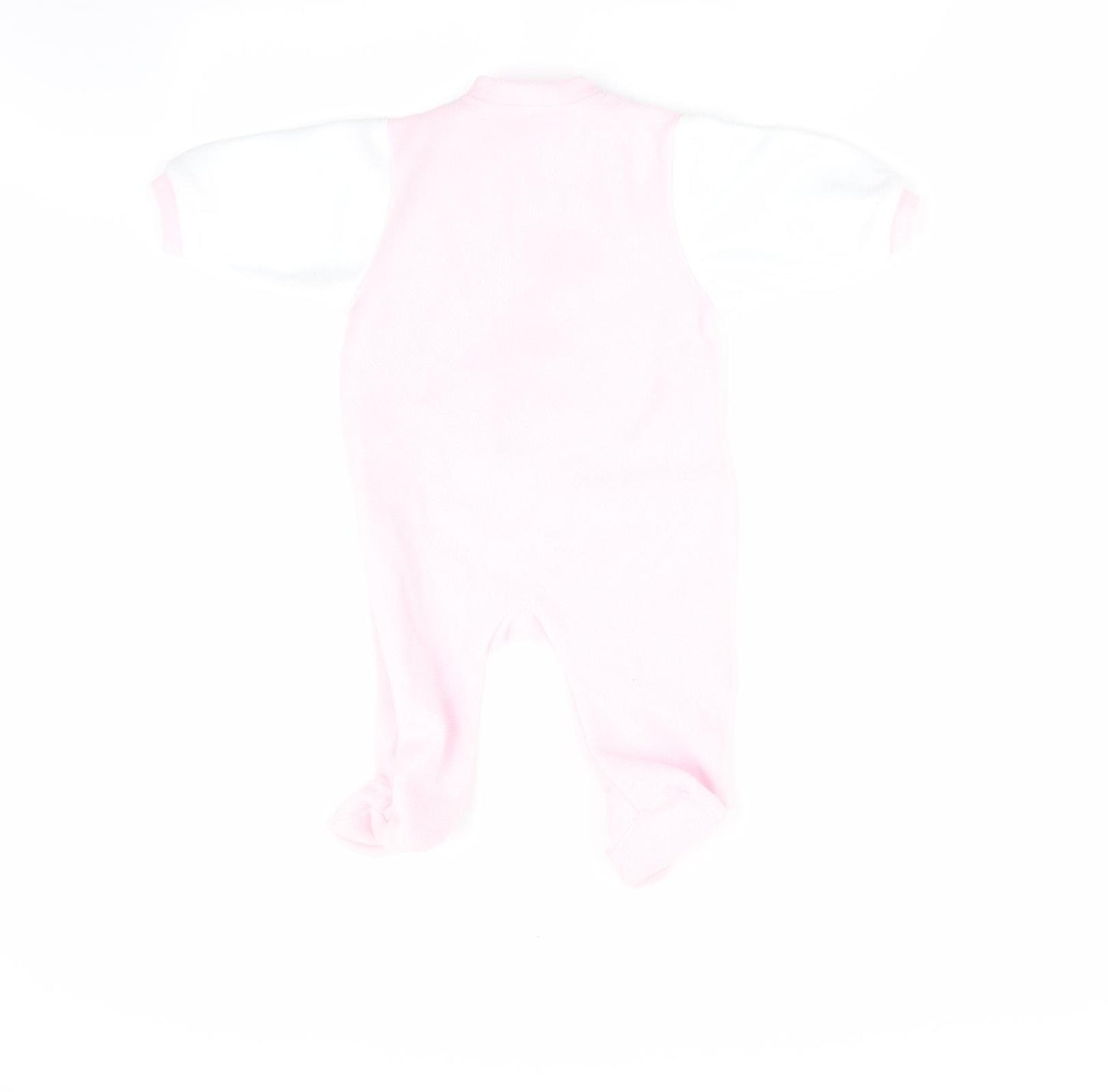 Vertbaudet Girls Pink Colourblock  Babygrow One-Piece Size 3-6 Months  - Fleece Feel Exterior Heart Print