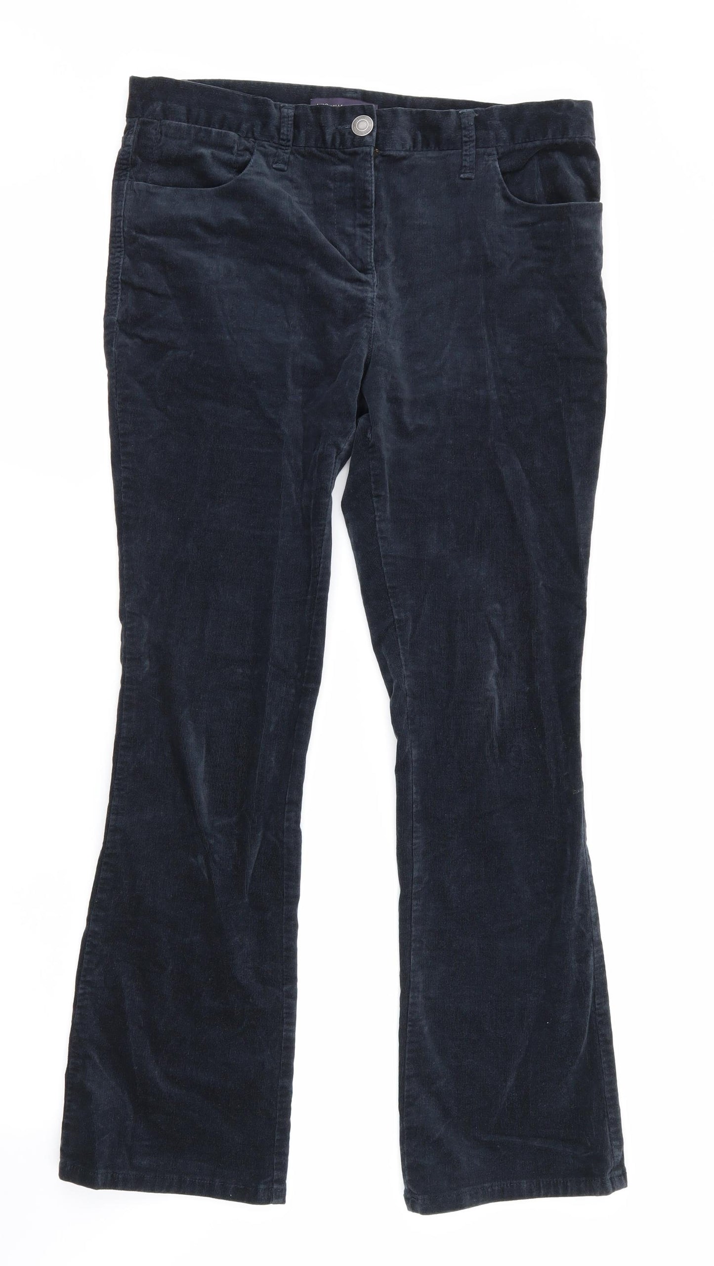 Marks and Spencer Womens Blue   Trousers  Size 12 L29 in - Very fine cord Bootcut