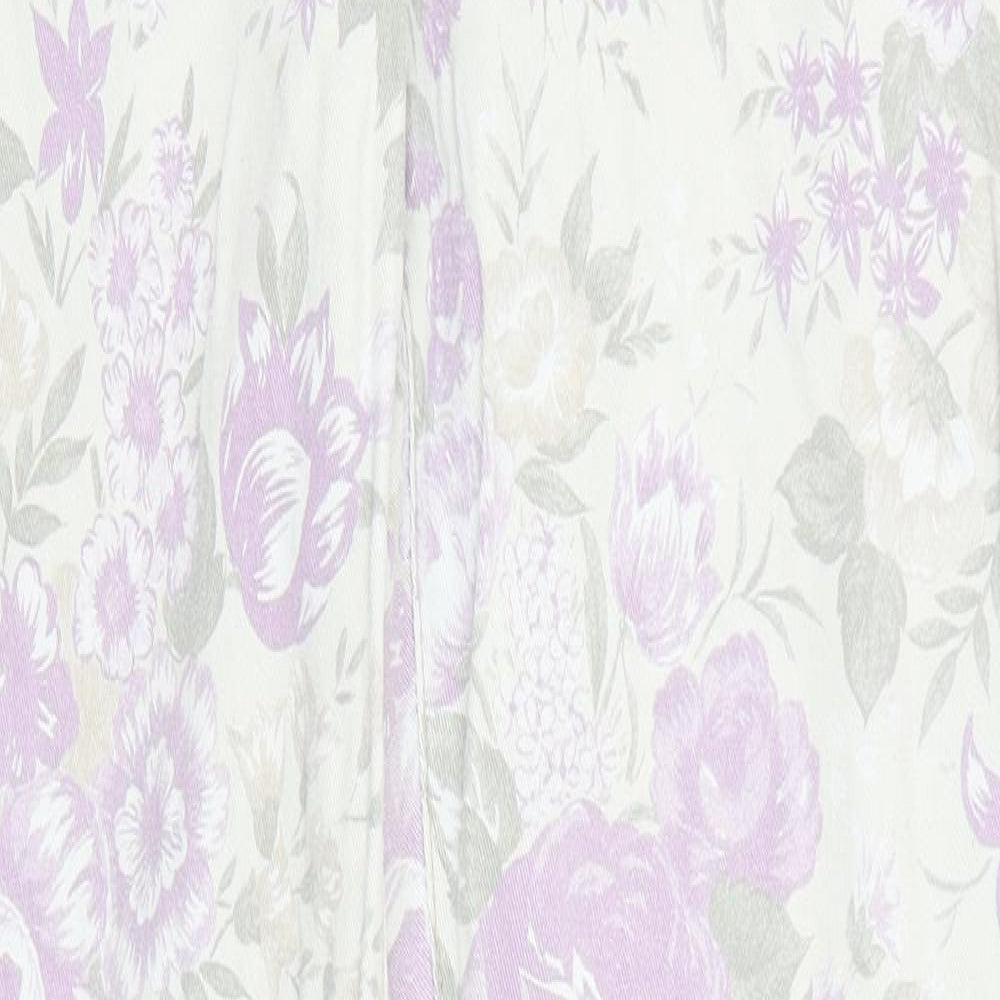 NEXT Womens Grey Floral  Skinny Jeans Size 12 L28.5 in - Light grey with purple green floral