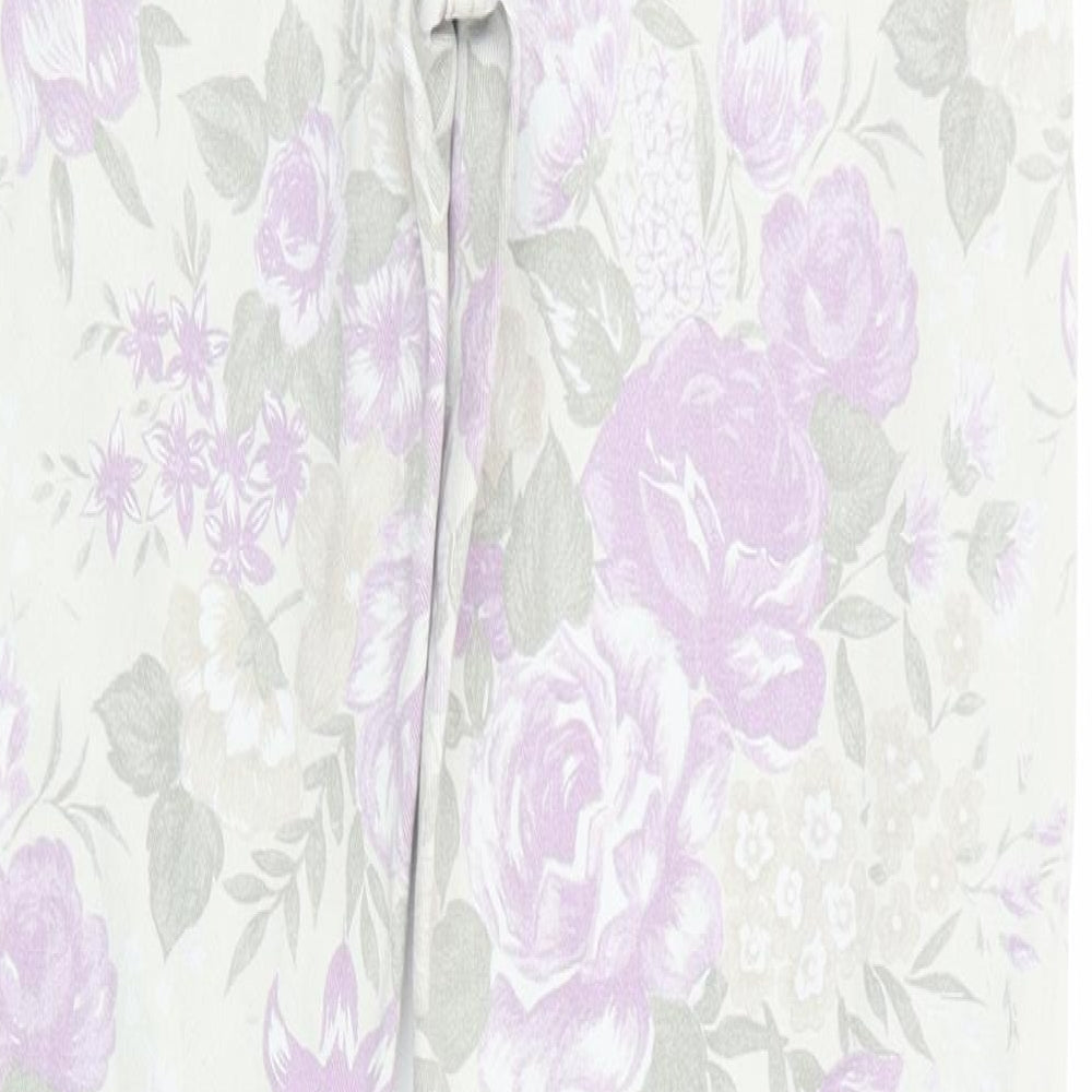 NEXT Womens Grey Floral  Skinny Jeans Size 12 L28.5 in - Light grey with purple green floral