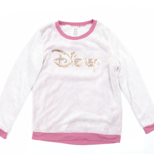 Disney by Love to Lounge Womens Pink Solid   Pyjama Top Size M  - Disney in sequins Fluffy