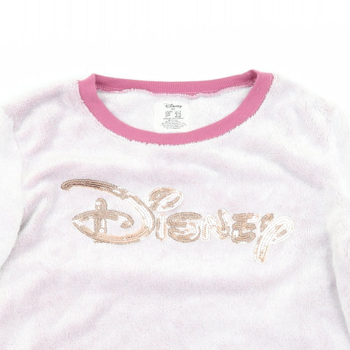 Disney by Love to Lounge Womens Pink Solid   Pyjama Top Size M  - Disney in sequins Fluffy