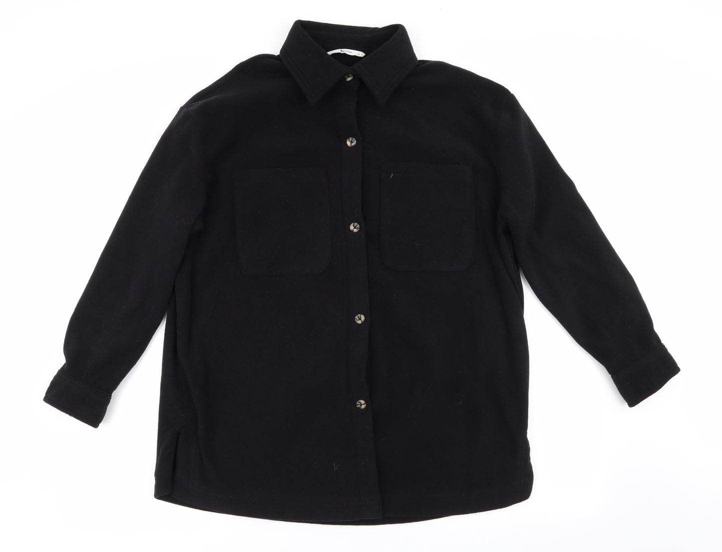 TU Womens Black   Basic Button-Up Size 14  - Fleece Feel Exterior