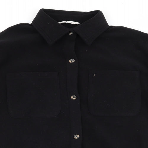 TU Womens Black   Basic Button-Up Size 14  - Fleece Feel Exterior