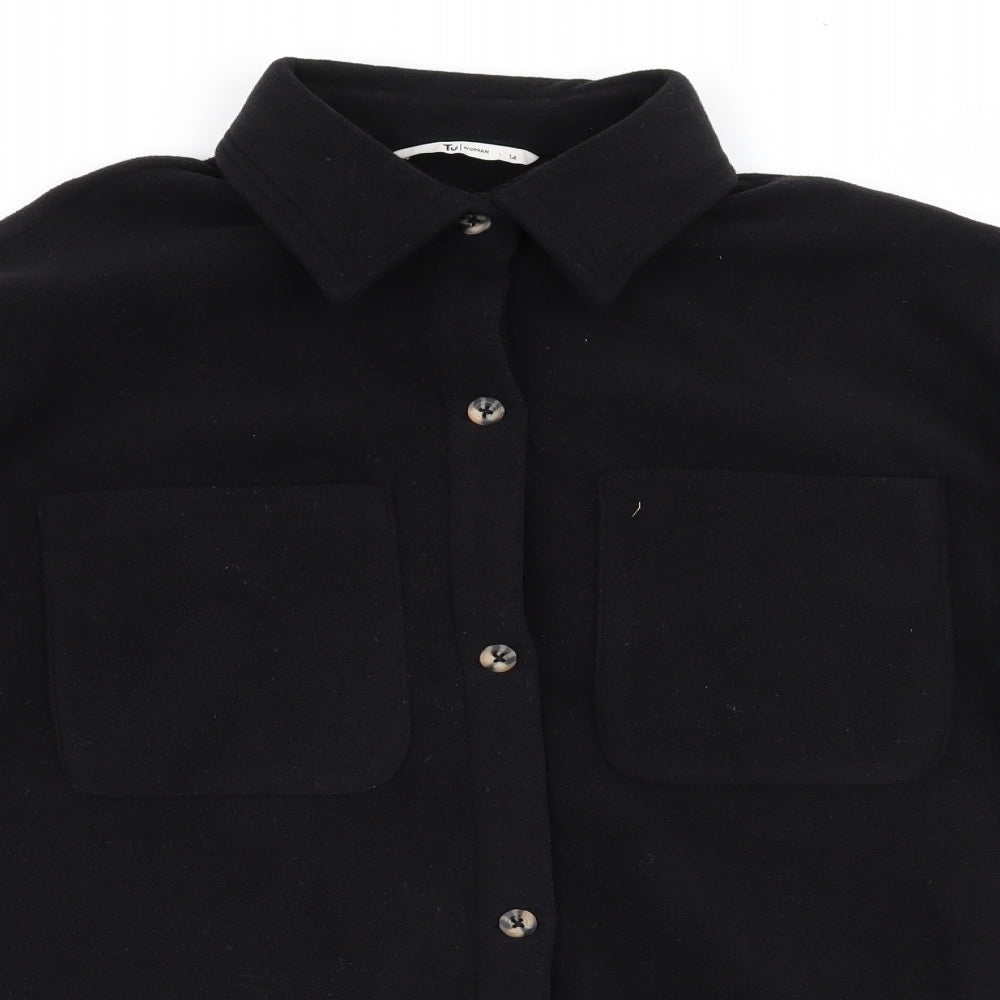 TU Womens Black   Basic Button-Up Size 14  - Fleece Feel Exterior