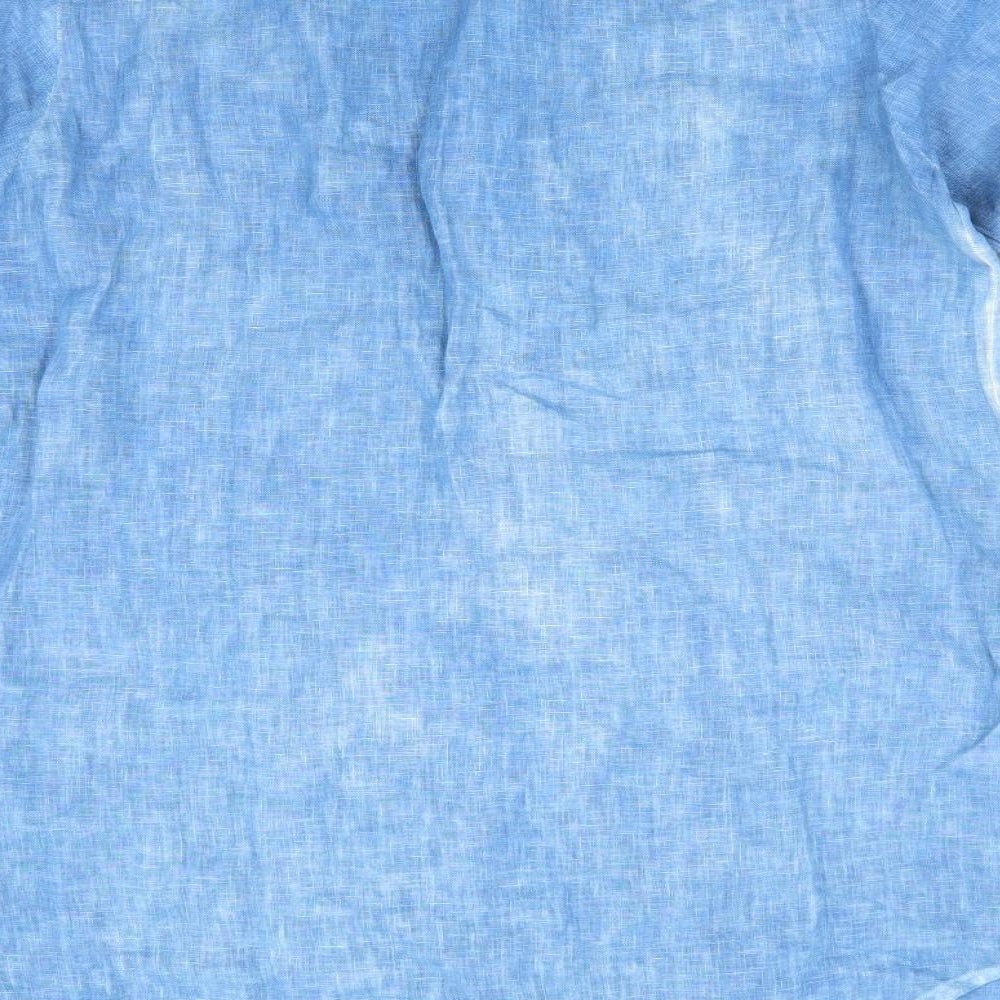 Bleu de Lectoure Womens Blue   Tunic Blouse Size M  - Mandarin Collar Linen look