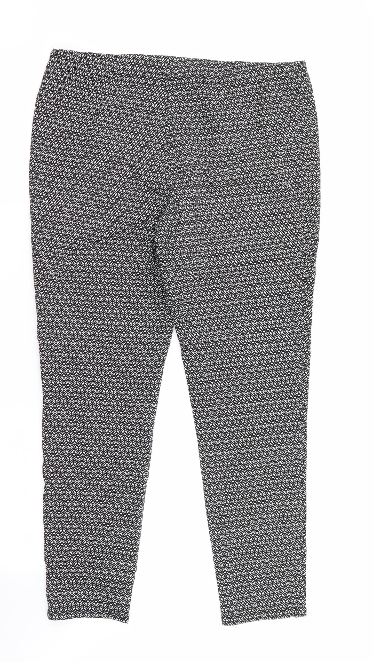 Atmosphere Womens Black Argyle/Diamond  Jegging Trousers Size 18 L26.5 in - Side Zip