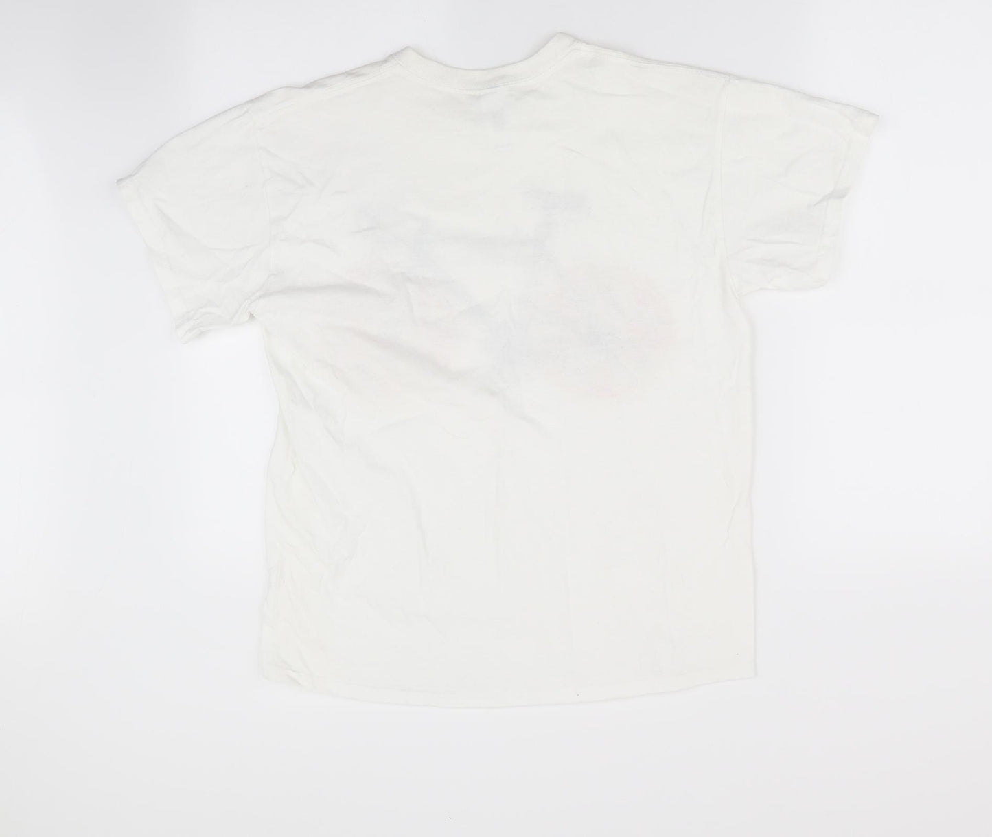 Gildan Womens White   Basic T-Shirt Size M  - Bicycle with Pizza wheels