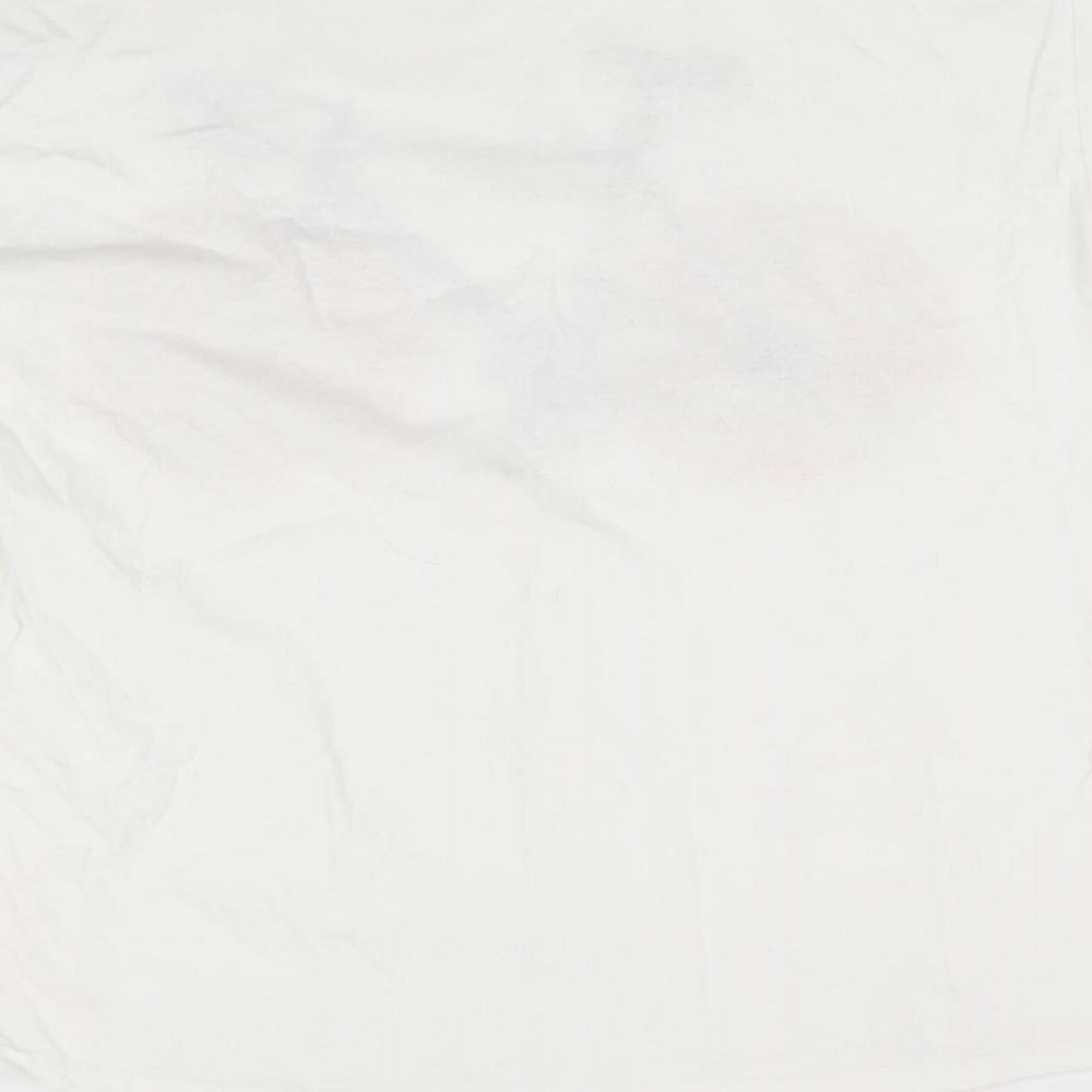 Gildan Womens White   Basic T-Shirt Size M  - Bicycle with Pizza wheels