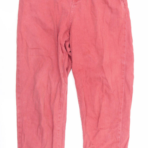 Denim Co Womens Orange   Straight Jeans Size 12 L27 in - Soft Feel Frilled waist