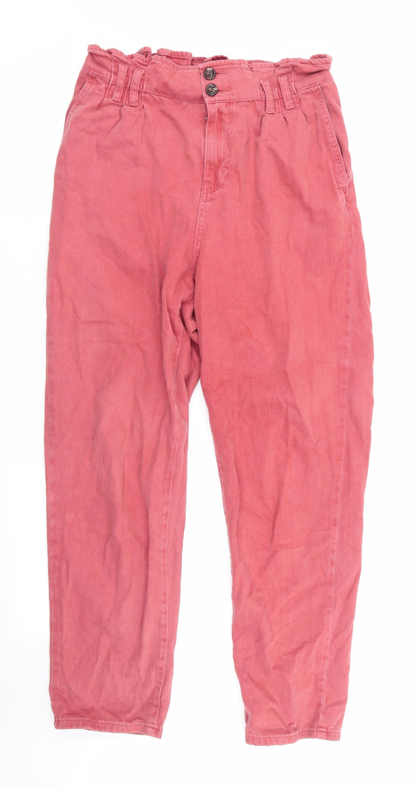 Denim Co Womens Orange   Straight Jeans Size 12 L27 in - Soft Feel Frilled waist
