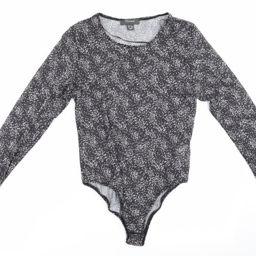 Primark Womens Black Floral  Bodysuit One-Piece Size S  - Bodysuit White Flowers