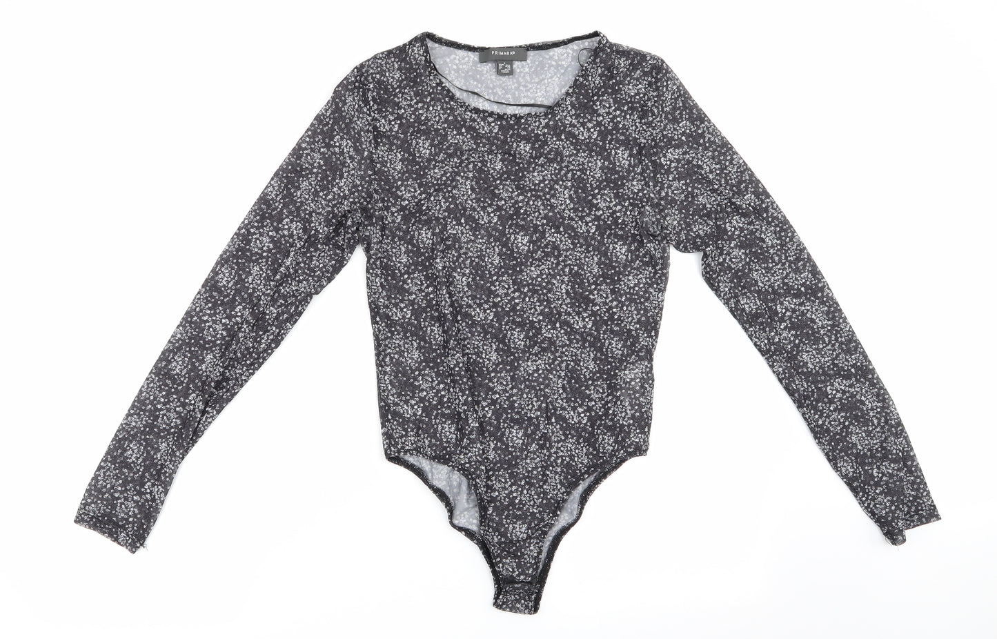 Primark Womens Black Floral  Bodysuit One-Piece Size S  - Bodysuit White Flowers