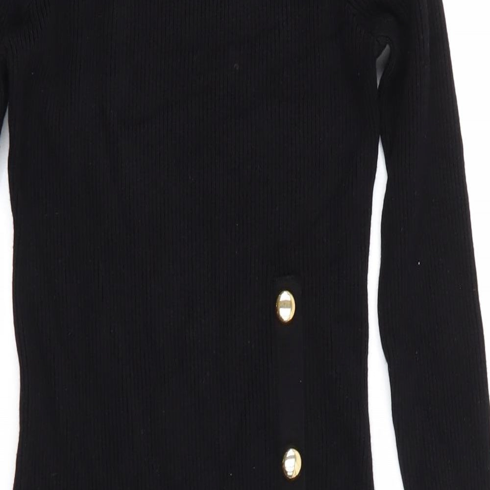 Primark Womens Black   Jumper Dress  Size 12  - Skinny Ribbed Vented front hem