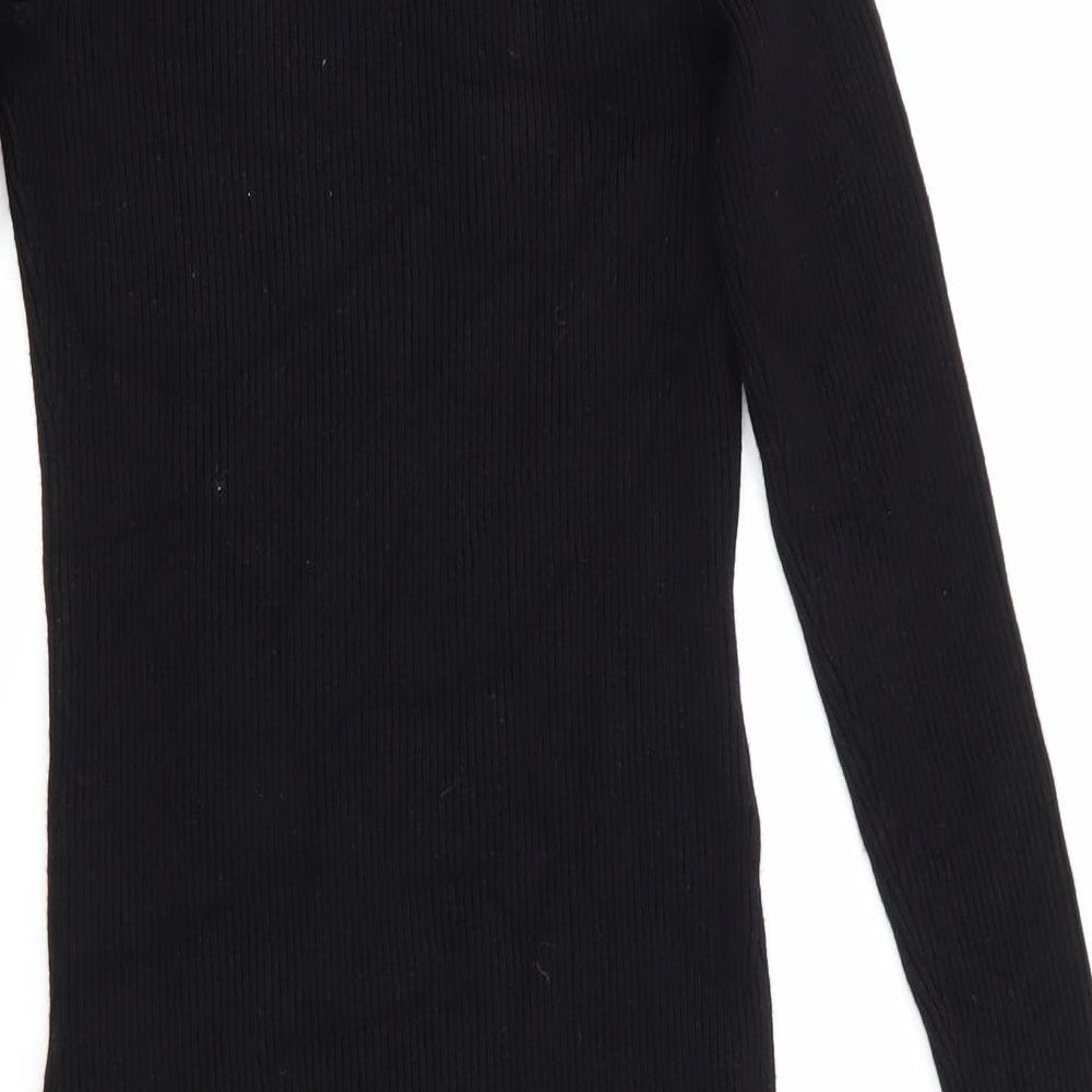 Primark Womens Black   Jumper Dress  Size 12  - Skinny Ribbed Vented front hem