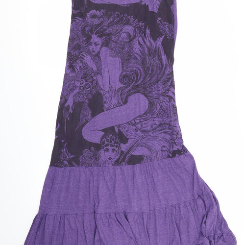 Galn Galn Womens Purple   Maxi    - Woman in Flowers Graphic