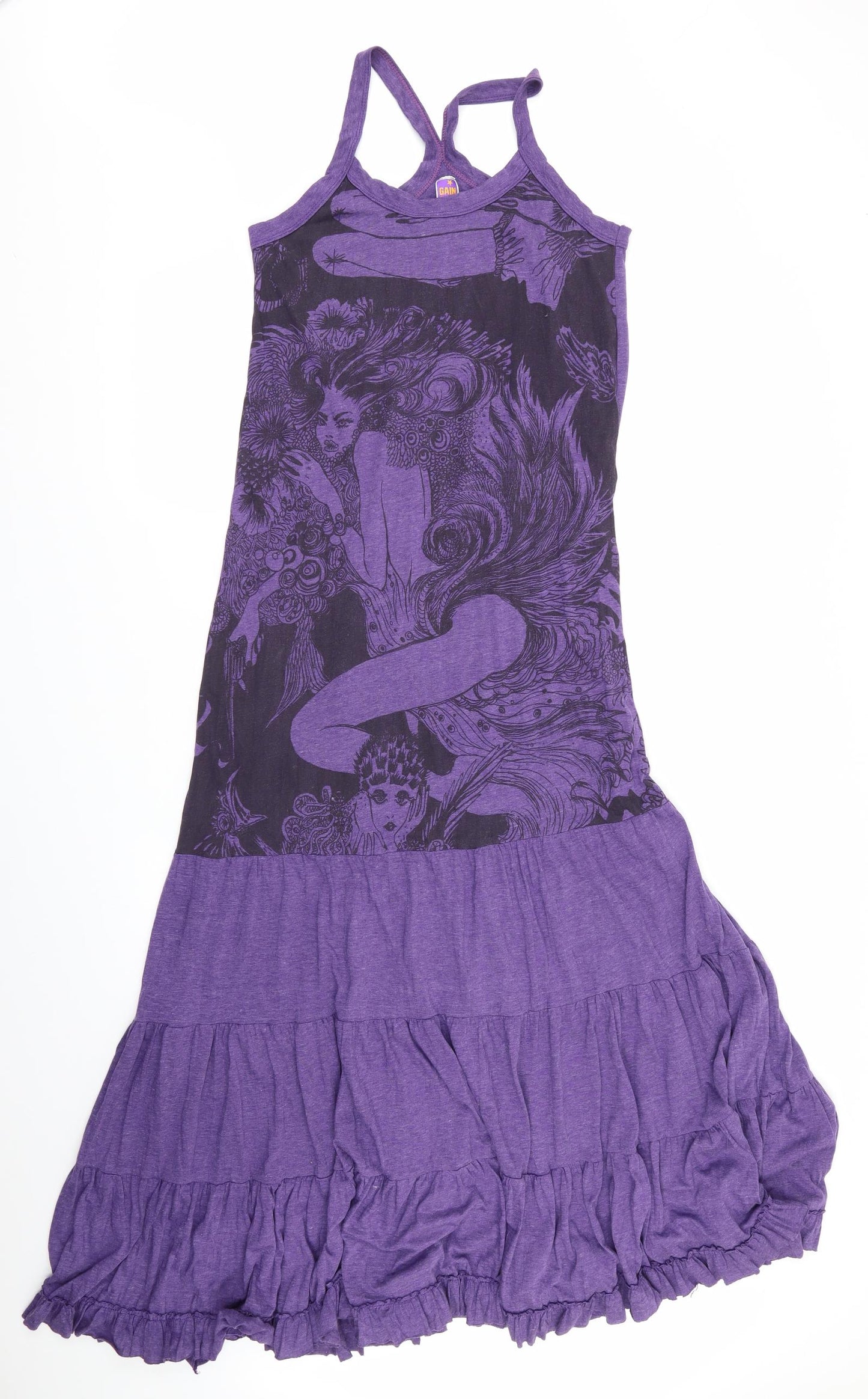Galn Galn Womens Purple   Maxi    - Woman in Flowers Graphic