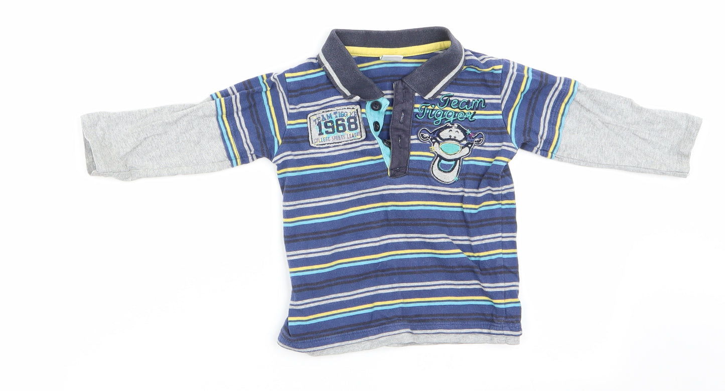 Disney by Matalan Boys Blue Striped  Basic Casual Size 9-12 Months  - Team Tigger Blue Yellow Black Grey Stripes
