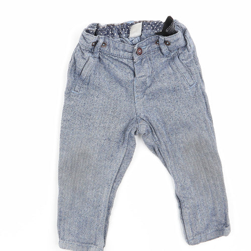 H&M Boys Blue Herringbone  Cargo Trousers Size 12 Months  - Chino Style