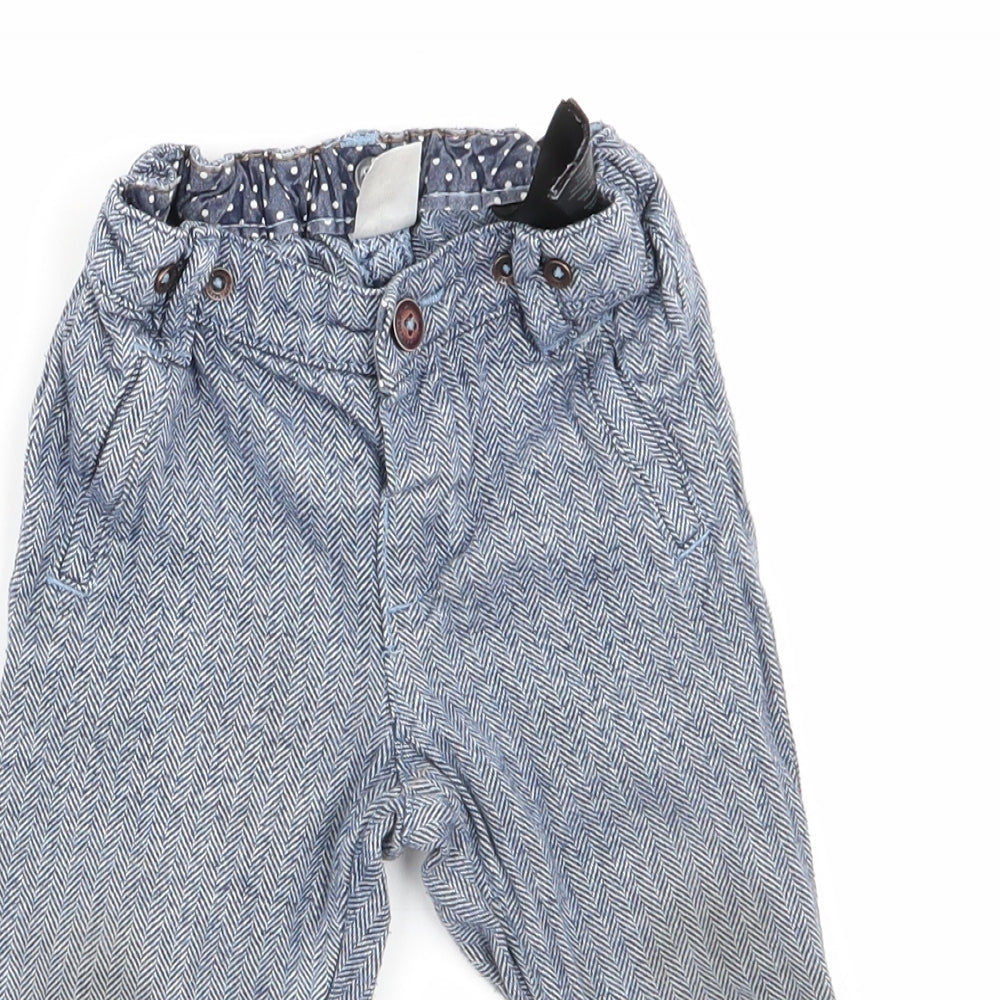 H&M Boys Blue Herringbone  Cargo Trousers Size 12 Months  - Chino Style