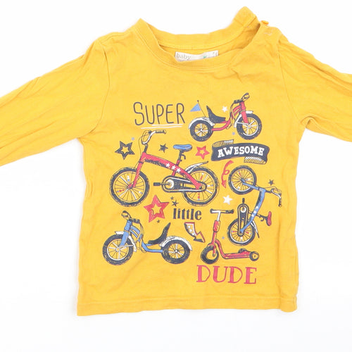 Baby M&Co Boys Yellow   Basic Casual Size 12-18 Months  - Bicycles Super Awesome Dude