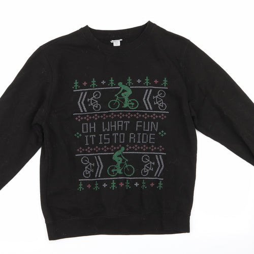 Awdis Mens Black   Pullover Sweatshirt Size S  - Christmas Bicycle