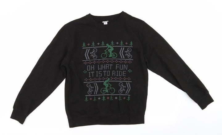 Awdis Mens Black   Pullover Sweatshirt Size S  - Christmas Bicycle