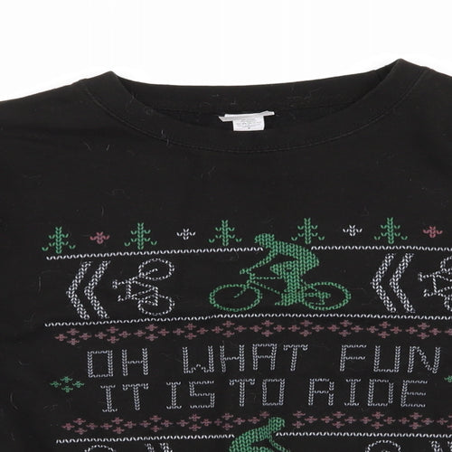 Awdis Mens Black   Pullover Sweatshirt Size S  - Christmas Bicycle