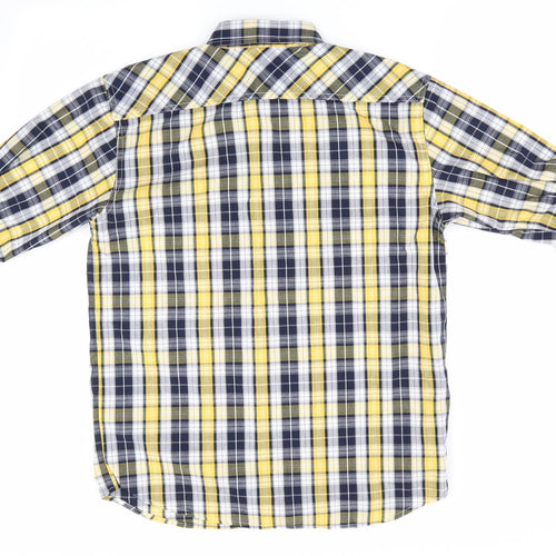 US Polo Association Womens Yellow Check  Basic Button-Up Size 14  - Blue & Yellow Adjustable Length Sleeves