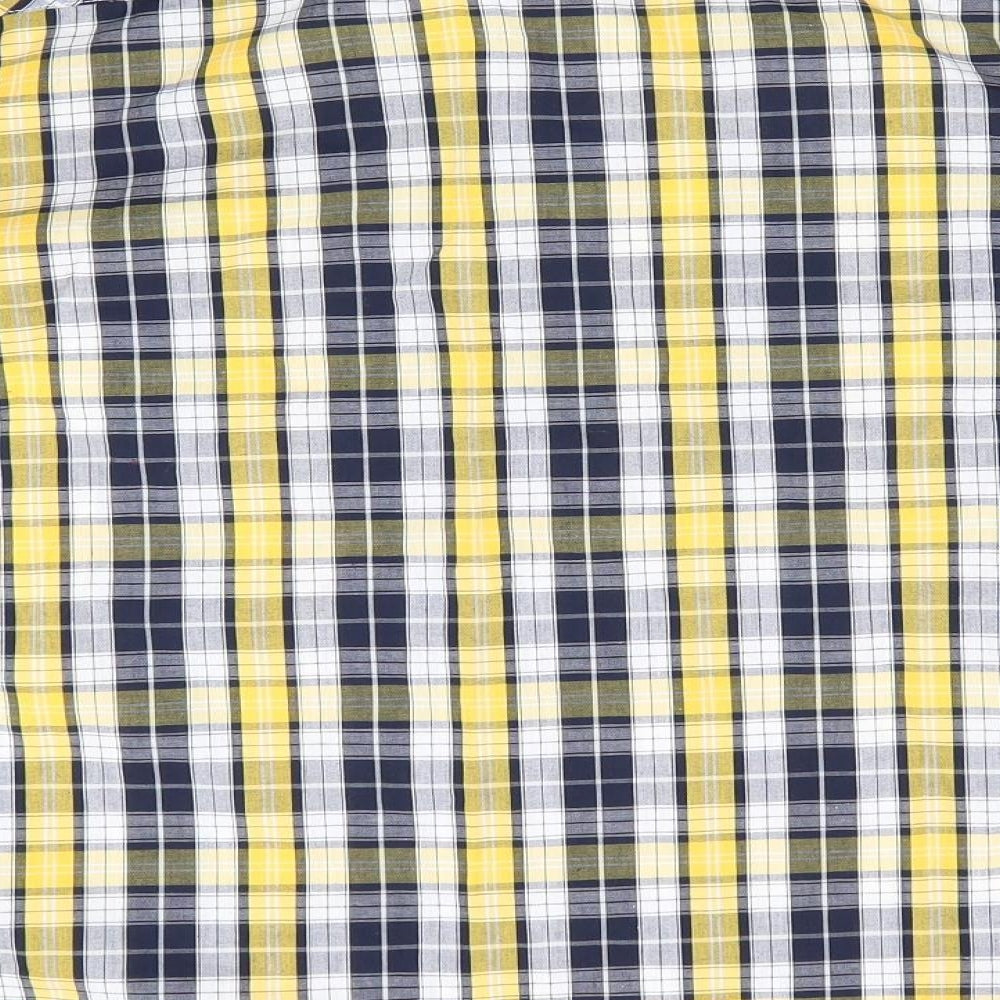 US Polo Association Womens Yellow Check  Basic Button-Up Size 14  - Blue & Yellow Adjustable Length Sleeves