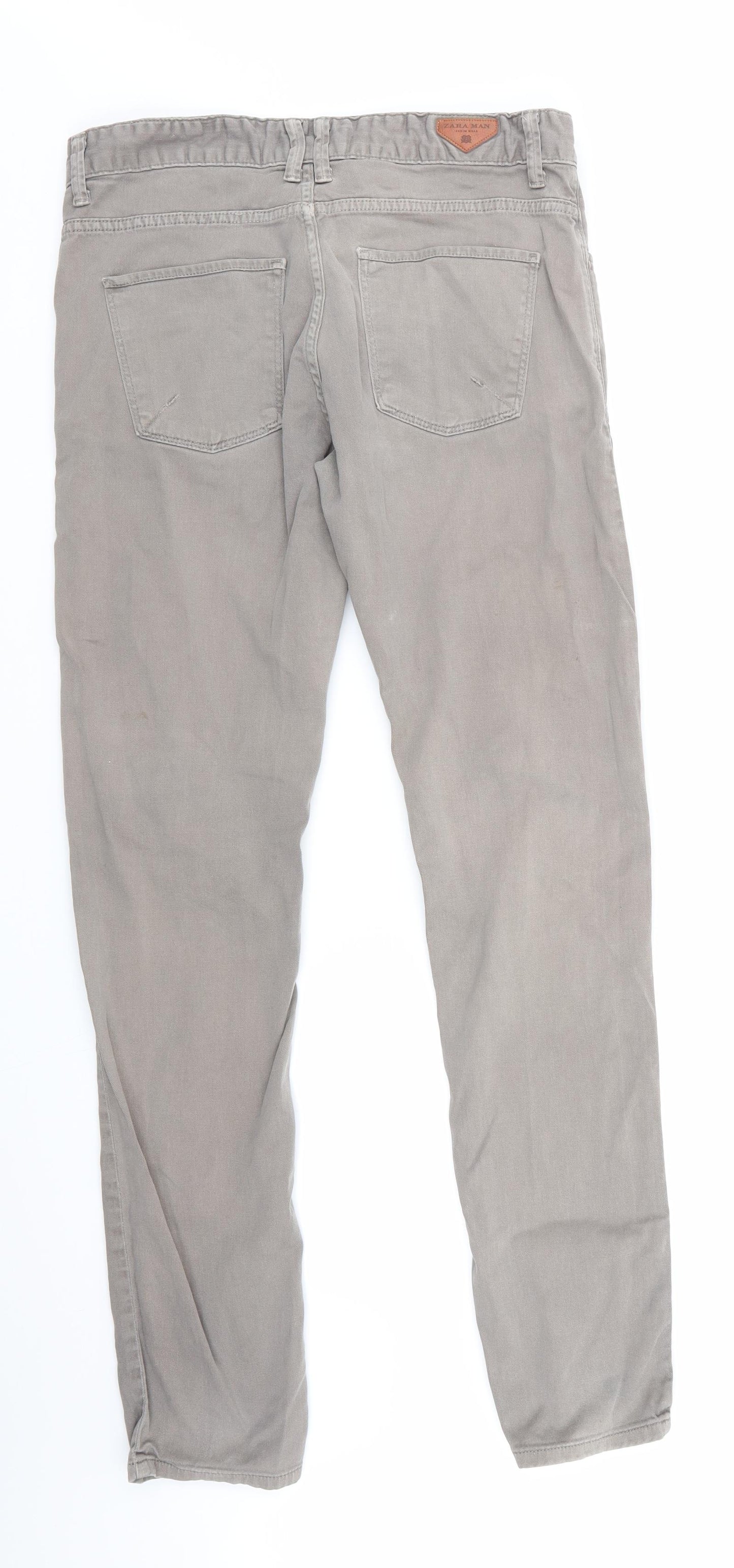 Zara Man Mens Brown  Canvas Chino Trousers Size 32 in L32 in - Taupe in Colour