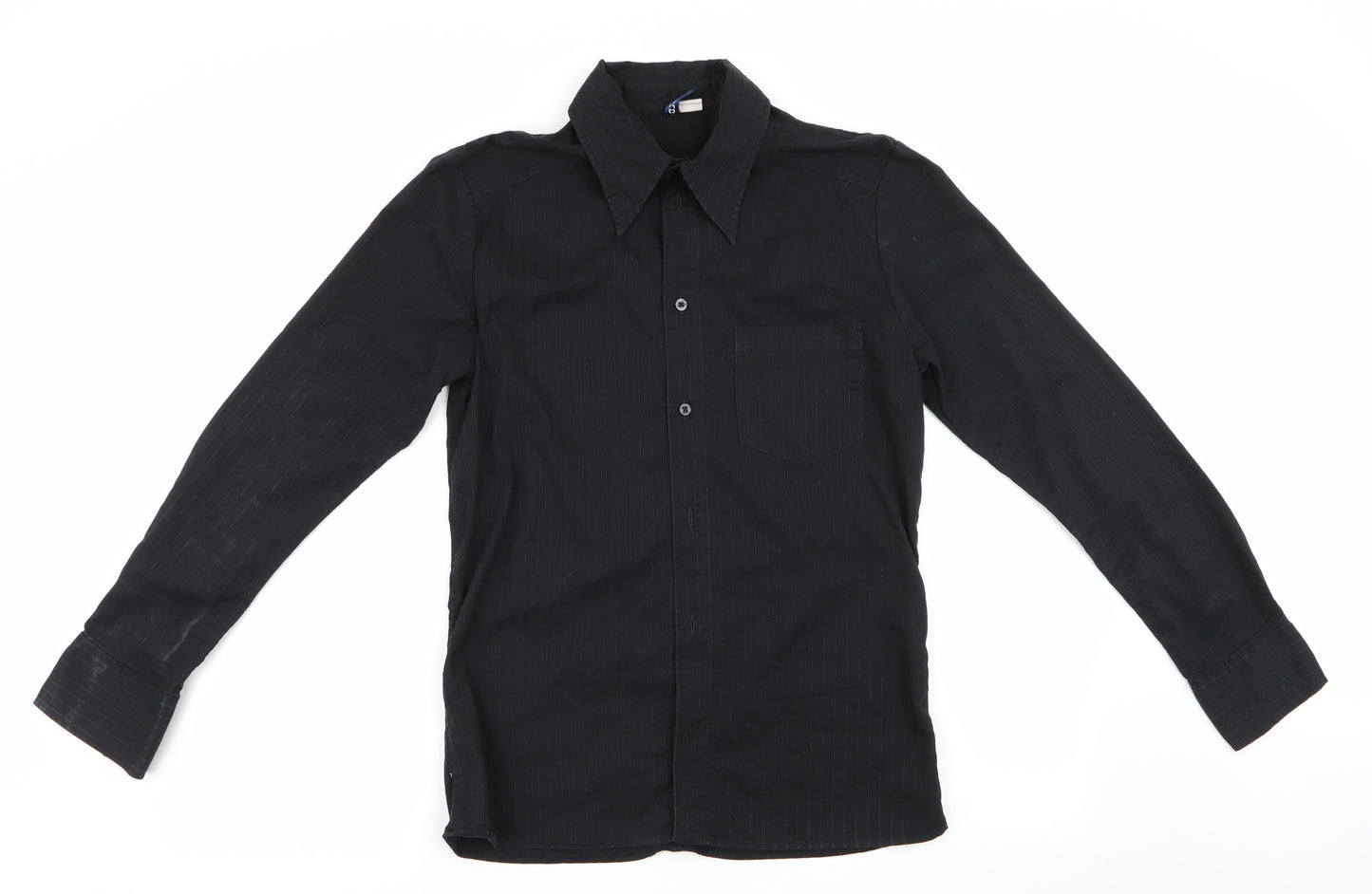 Divided Mens Black Striped   Button-Up Size M