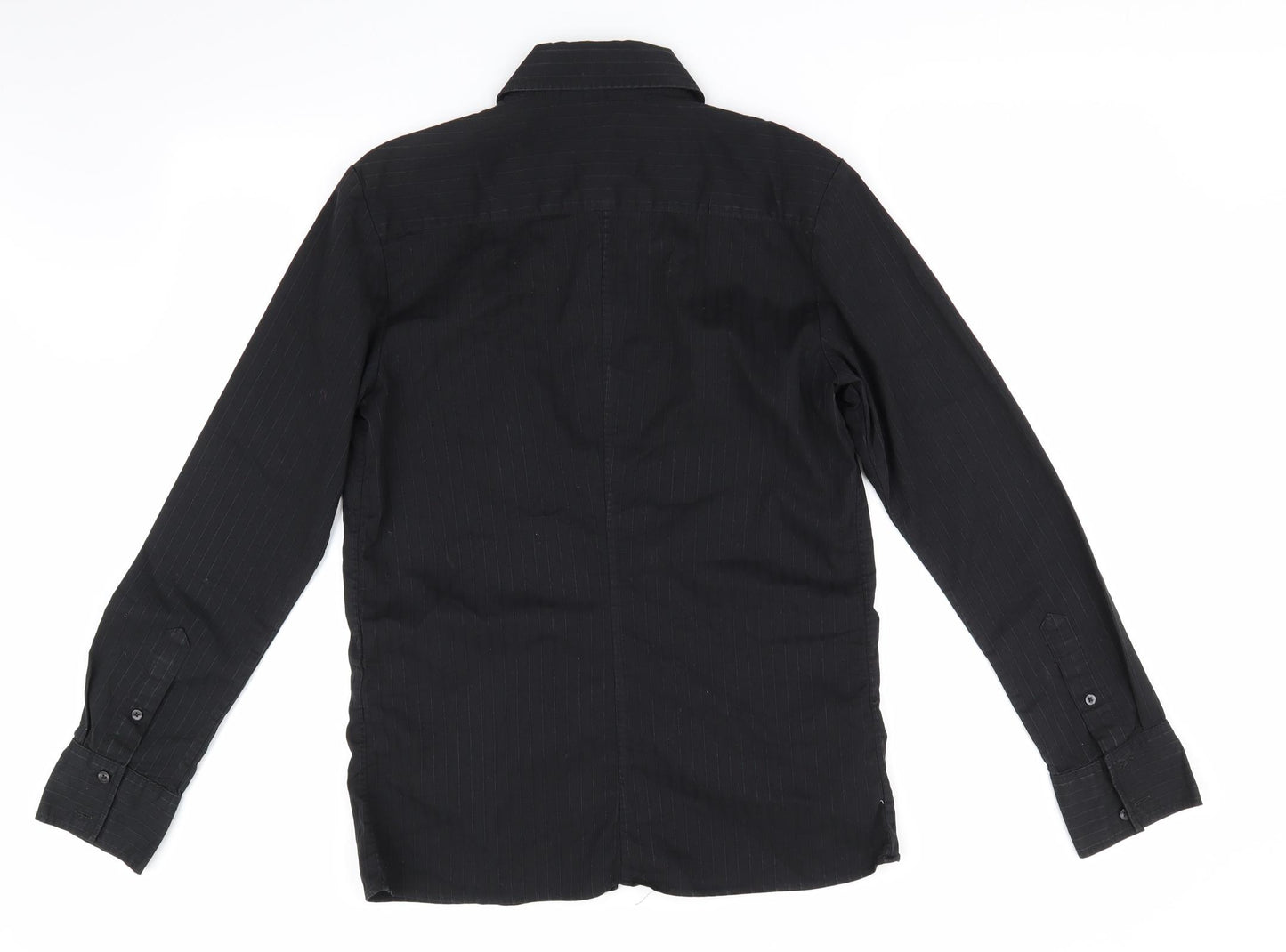 Divided Mens Black Striped   Button-Up Size M