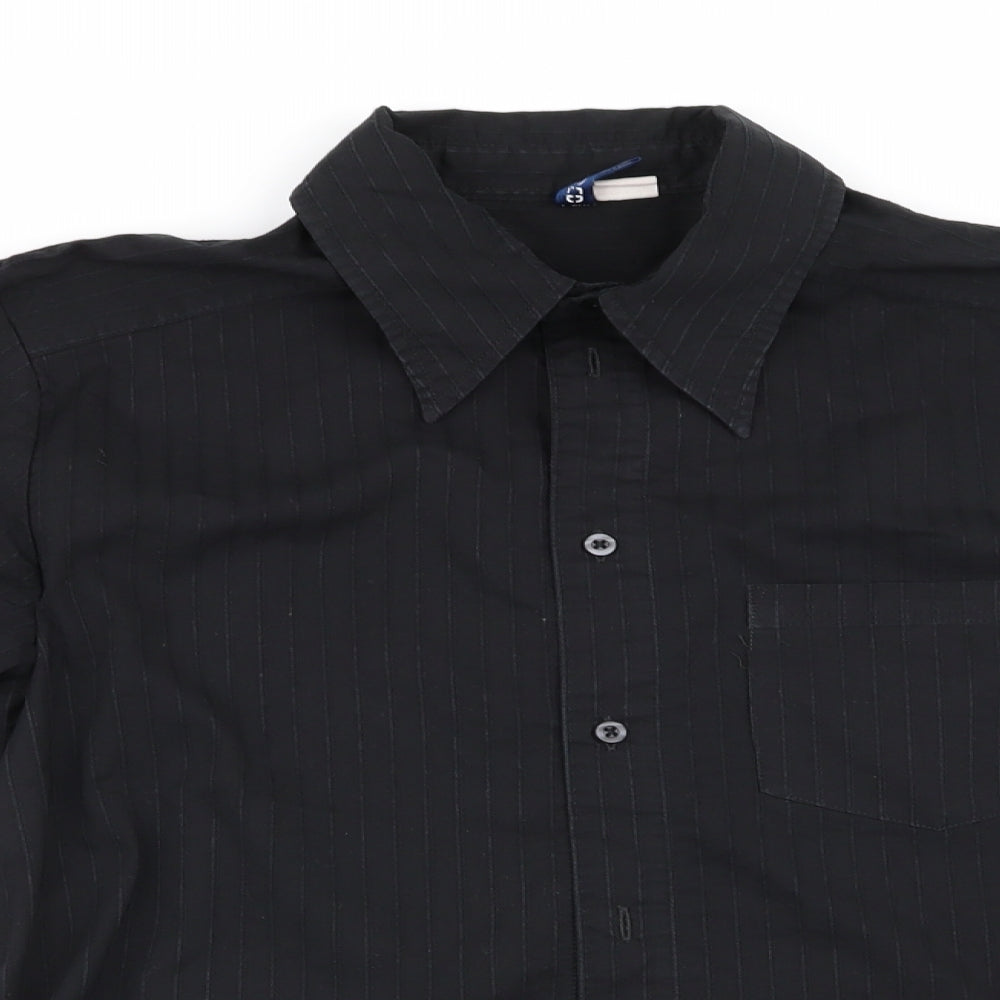 Divided Mens Black Striped   Button-Up Size M