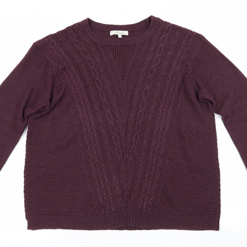 Peacocks Womens Purple   Pullover Jumper Size L  - Cable knit