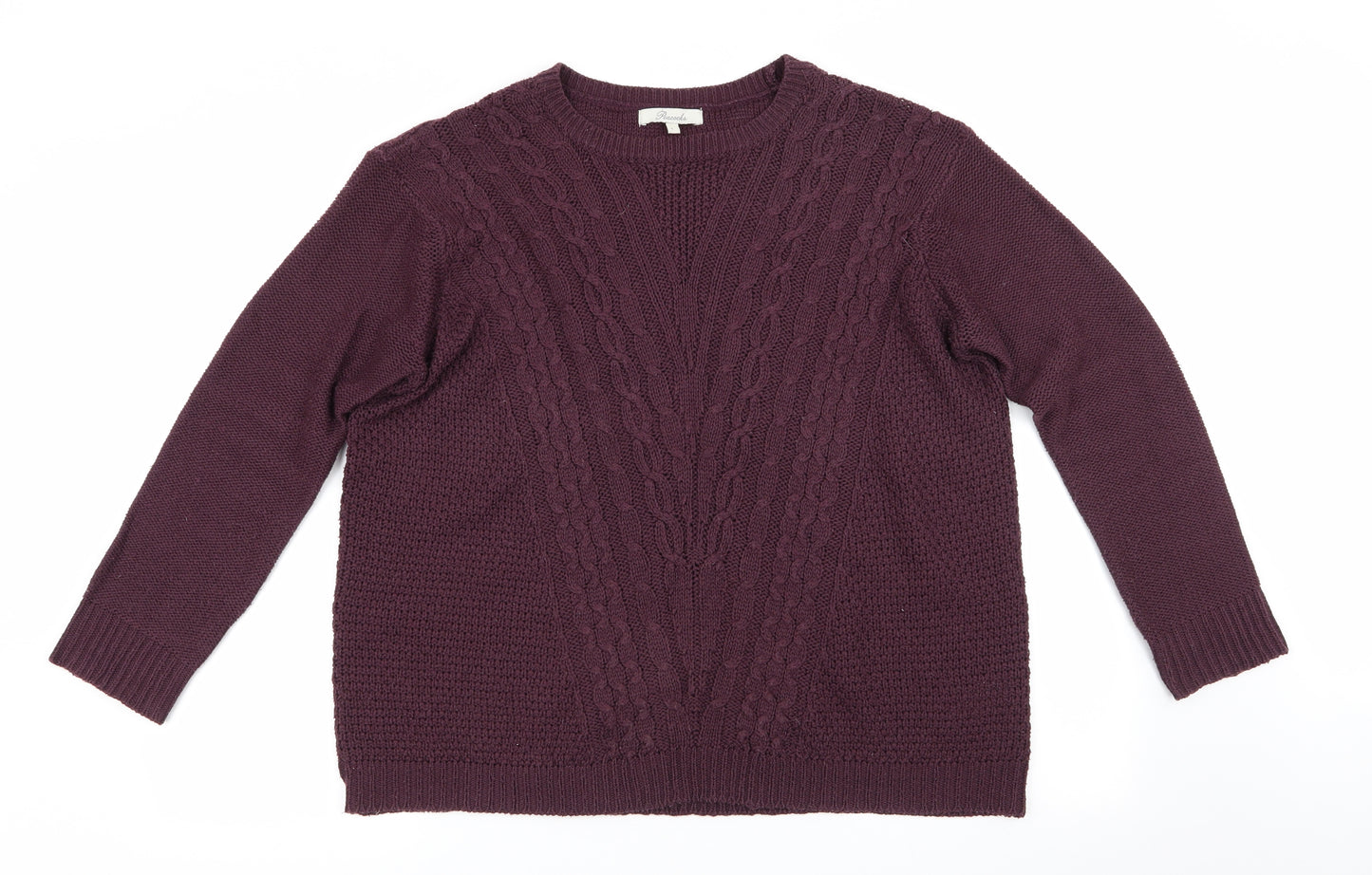 Peacocks Womens Purple   Pullover Jumper Size L  - Cable knit