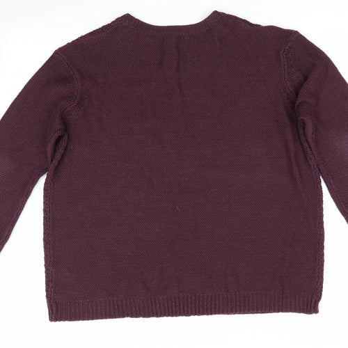 Peacocks Womens Purple   Pullover Jumper Size L  - Cable knit