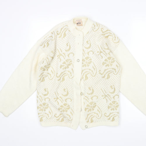 Preworn Womens Beige Floral  Cardigan Jumper Size 12