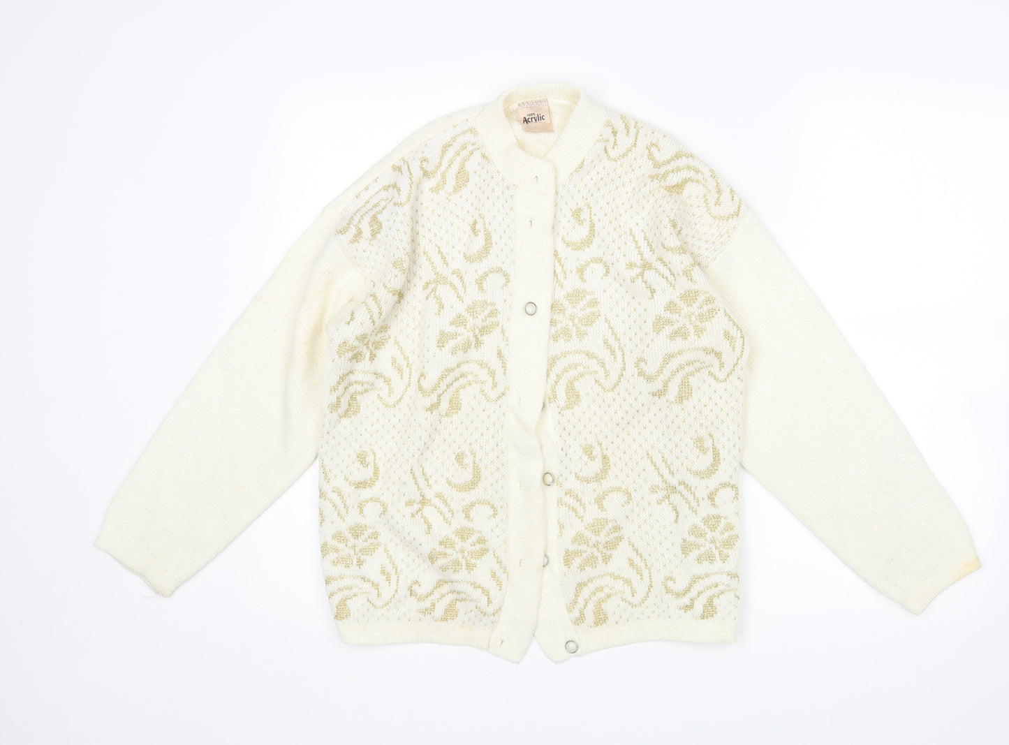 Preworn Womens Beige Floral  Cardigan Jumper Size 12