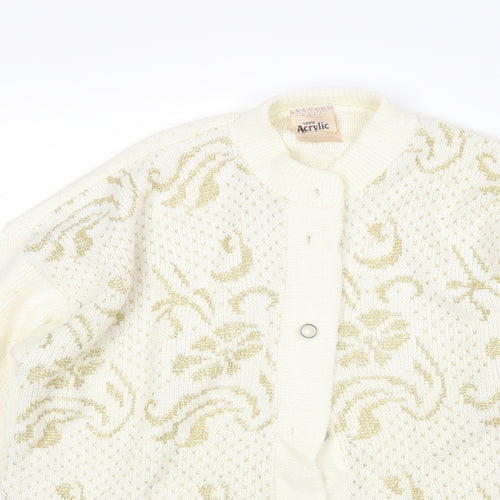 Preworn Womens Beige Floral  Cardigan Jumper Size 12