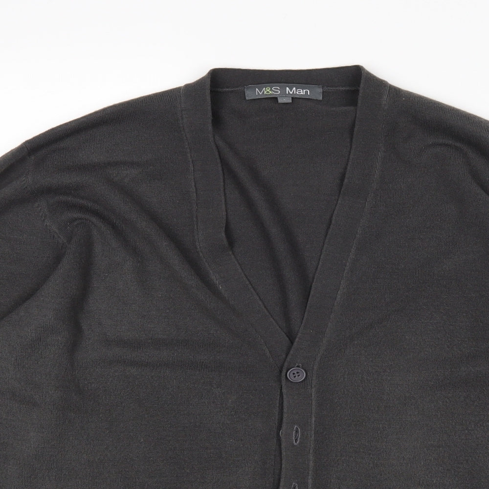 M&S Mens Grey   Cardigan Jumper Size L